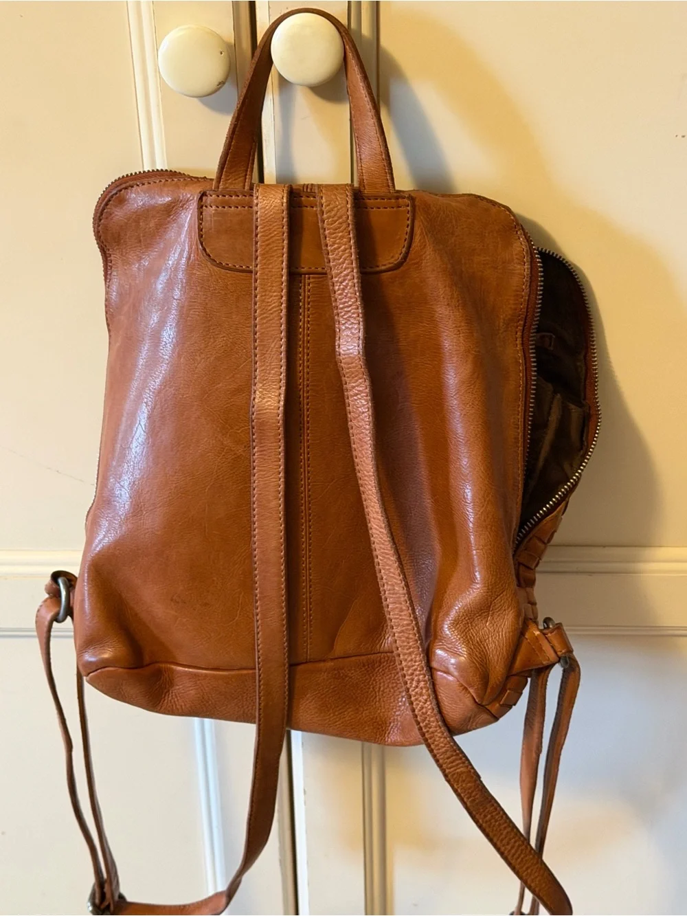 Woven Leather Backpack in Tan - Classic Everyday Carry